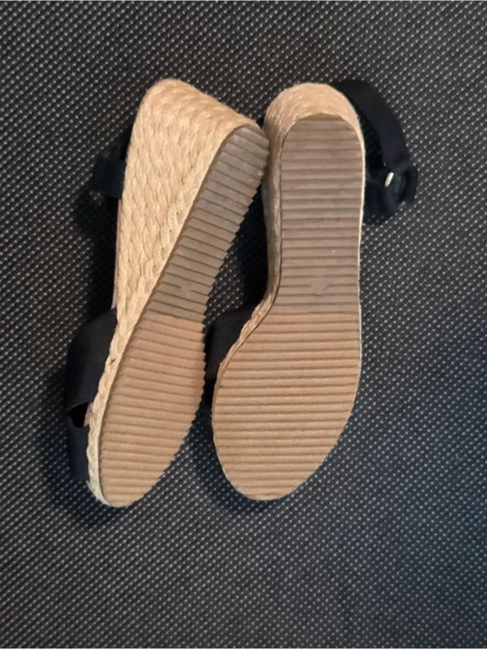 Anne Klein Black Espadrille Wedge Sandals